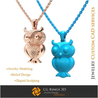 Owl Pendant - 3D CAD Jewelry 3D CAD, Pendants 3D CAD , 3D Ball Pendants, 3D Children Pendants