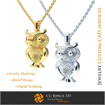 Pendentif Chouette  - 3D CAO Bijoux 3D CAO, Pendentifs 3D CAO, Pendentifs Boule 3D, Pendentifs Enfants 3D