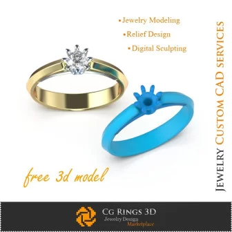 Engagement Ring Vs.01 - Free 3D Model Engagement Rings 3D, Precious Gemstone Rings 3D, Jewelry 3D CAD, Free 3D Jewelry, Rings 3