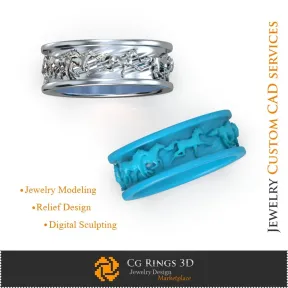 Wedding Ring with Horses - Jewelry 3D CAD