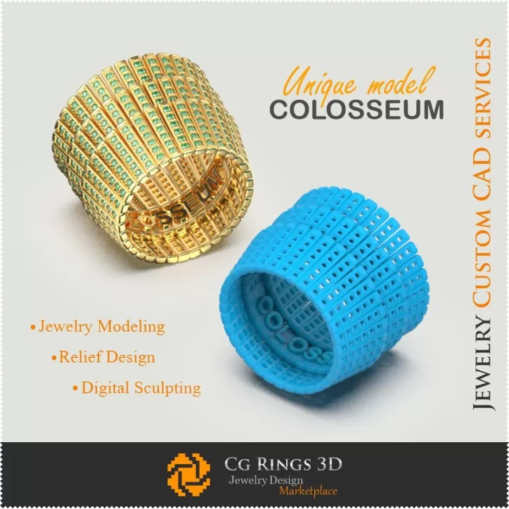 Bague unique COLOSSEUM - Bijou architectural 3D Bague unique COLOSSEUM - Bijou architectural 3D