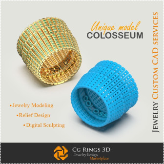 Bague Unique COLOSSEUM - 3D CAO Bijoux 3D CAO, Bijoux Unique 3D, Anneaux 3D CAO, Anneaux de Diamant 3D , Bandes D`eternite 3D, A