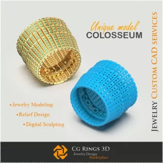 Inel unic COLOSSEUM - CAD 3D bijuterii, CAD 3D bijuterii unice, inele CAD 3D, inele cu diamante 3D, verighete eterne 3D,