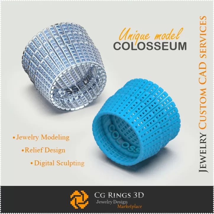 Inel unic COLOSSEUM - Bijuterie arhitecturală 3D