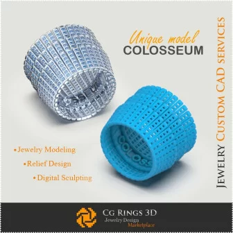 Inel unic COLOSSEUM - CAD 3D bijuterii, CAD 3D bijuterii unice, inele CAD 3D, inele cu diamante 3D, verighete eterne 3D,