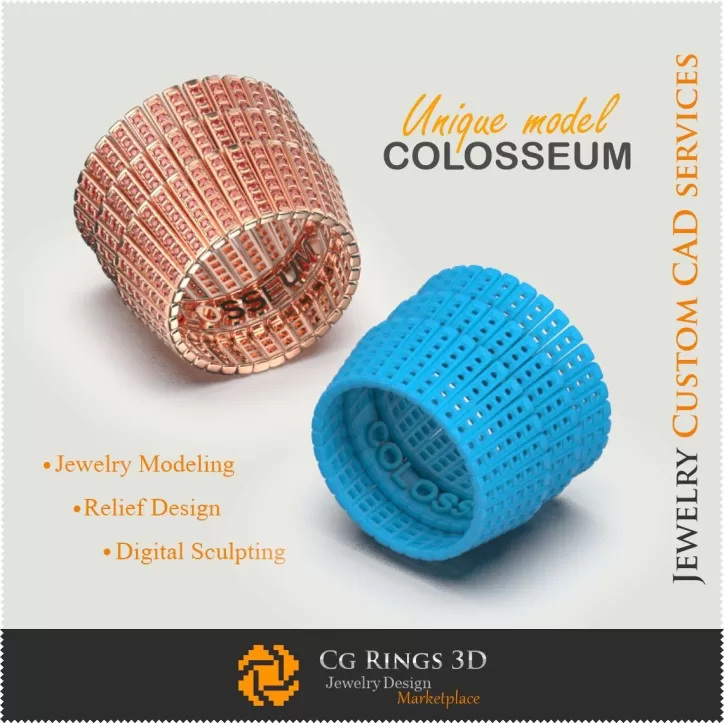 Bague unique COLOSSEUM - Bijou architectural 3D Bague unique COLOSSEUM - Bijou architectural 3D