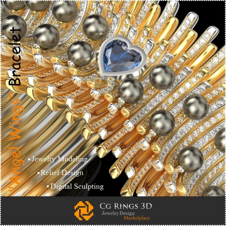 "Angel Wings" Einzigartiges Armband - 3D-CAD-Schmuck