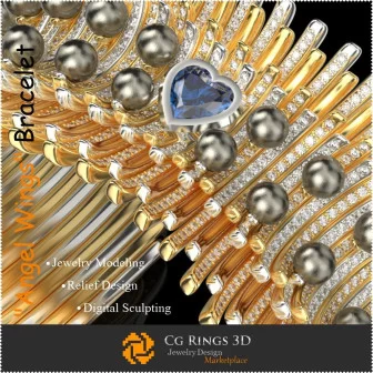 Bracelet « Ailes d'Ange » unique - CAO 3D pour bijoux Bijoux CAO 3D, Bijoux uniques 3D, Bracelets CAO 3D, Bracelets diamant