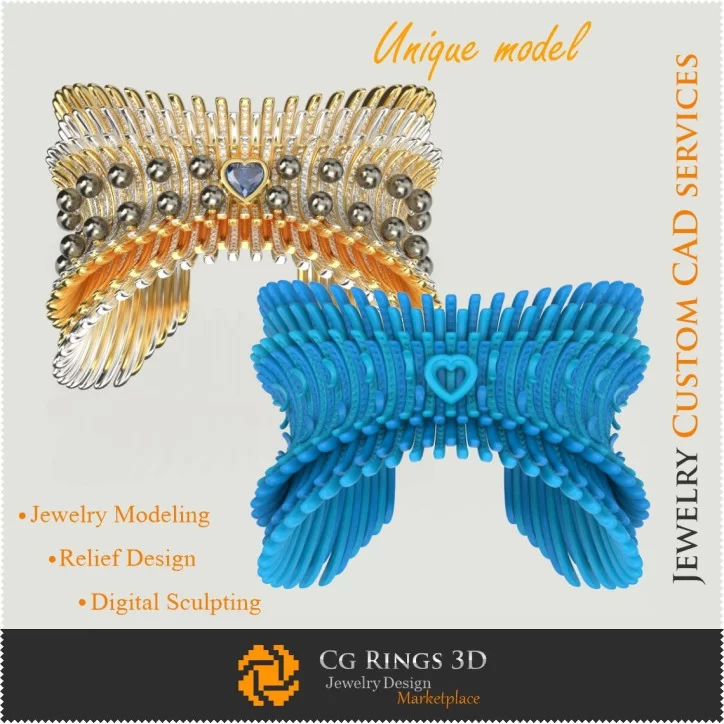 Brățară Unică „Aripi de înger” - 3D CAD Bijuterii