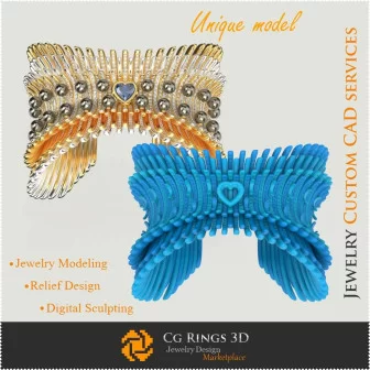 Brățară Unică „Aripi de înger” - 3D CAD Bijuterii Bijuterii 3D , Bijuterii Unicat 3D, Bratari 3D CAD, Bratari cu Diamante 3D, Br