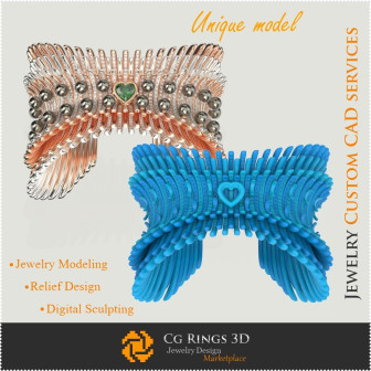 Brățară Unică „Aripi de înger” - 3D CAD Bijuterii Bijuterii 3D , Bijuterii Unicat 3D, Bratari 3D CAD, Bratari cu Diamante 3D, Br