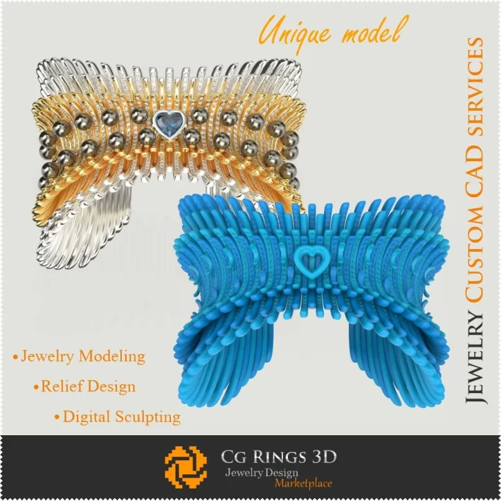 ''Angel Wings'' Unique Bracelet - 3D CAD Jewelry