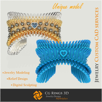 Bracelet Unique ''Ailes d'Ange'' - Bijoux 3D CAO Bijoux 3D CAO, Bijoux Unique 3D, Bracelets 3D CAO, Bracelets de Diamant 3D, Bra