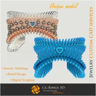 ''Angel Wings'' Unique Bracelet - 3D CAD Jewelry Jewelry 3D CAD, 3D Unique Jewelry, Bracelets 3D CAD , 3D Diamond Bracelets, 3D