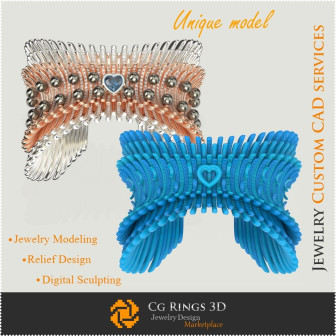 Brățară Unică „Aripi de înger” - 3D CAD Bijuterii Bijuterii 3D , Bijuterii Unicat 3D, Bratari 3D CAD, Bratari cu Diamante 3D, Br