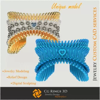 “天使之翼”独特手链 - 3D CAD 珠宝 3D CAD 珠宝, 独特 3D 珠宝, 手链 3D CAD, 3D 钻石手链, 3D