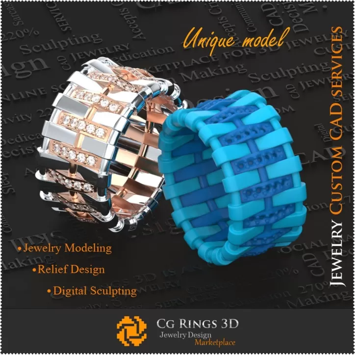 Einzigartige Damen-Trauringe - 3D-CAD-Schmuck Einzigartige Damen-Trauringe - 3D-CAD-Schmuck