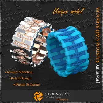 Einzigartige Damen-Eheringe - 3D-CAD-Schmuck Schmuck-3D-CAD, 3D-einzigartiger Schmuck, Ringe 3D-CAD, Diamantringe 3D,