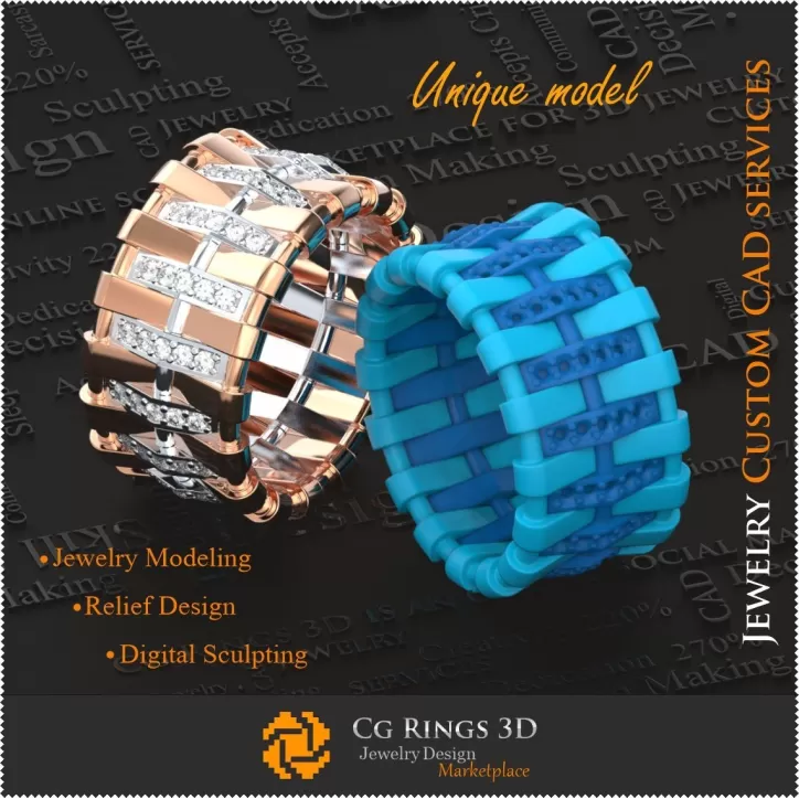 Einzigartige Damen-Trauringe - 3D-CAD-Schmuck Einzigartige Damen-Trauringe - 3D-CAD-Schmuck