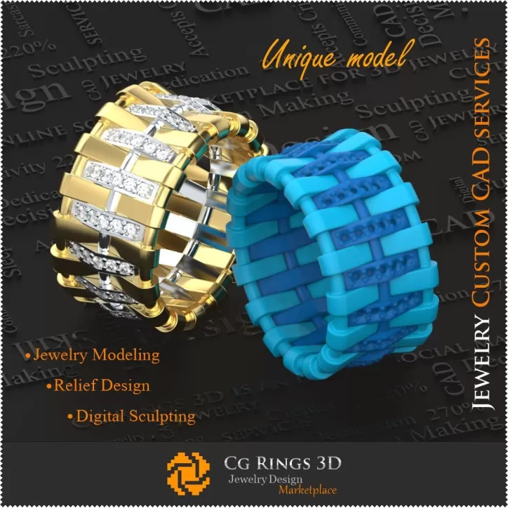 Einzigartige Damen-Trauringe - 3D-CAD-Schmuck Einzigartige Damen-Trauringe - 3D-CAD-Schmuck