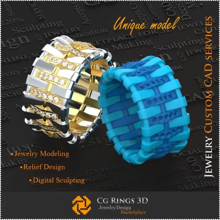 Einzigartige Damen-Trauringe - 3D-CAD-Schmuck Einzigartige Damen-Trauringe - 3D-CAD-Schmuck