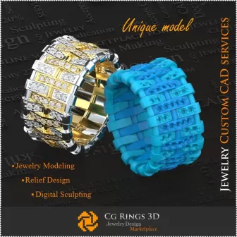 Einzigartige Damen-Eheringe - 3D-CAD-Schmuck 3D-CAD-Schmuck, einzigartiger 3D-Schmuck, Ringe 3D-CAD, Diamantringe 3D,