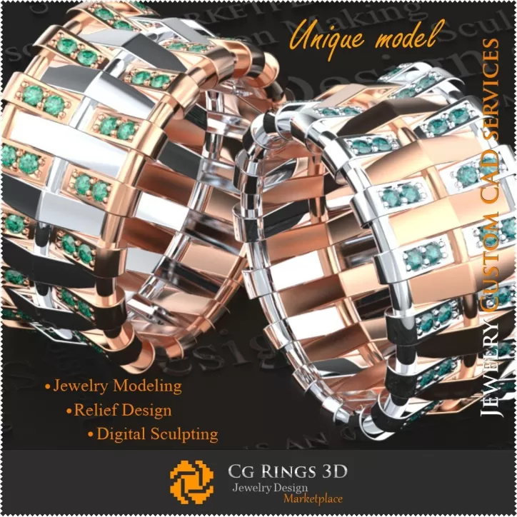 Alianzas de boda únicas para mujer - Joyería CAD 3D Alianzas de boda únicas para mujer - Joyería CAD 3D