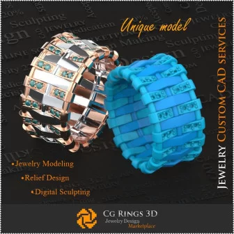 Alliances Uniques pour Dames - Bijoux 3D CAO Bague de Pierres Precieuses 3D, Bijoux 3D CAO, Bijoux Unique 3D, Anneaux 3D CAO, An