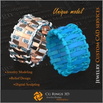 Alliances Uniques pour Dames - Bijoux 3D CAO Bague de Pierres Precieuses 3D, Bijoux 3D CAO, Bijoux Unique 3D, Anneaux 3D CAO, An