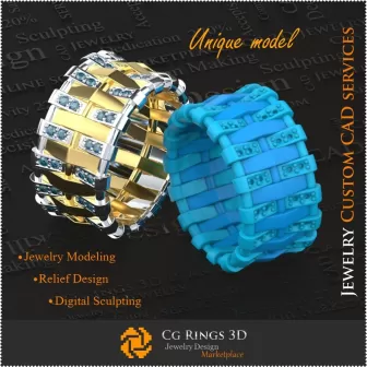 Alliances de mariage féminines uniques - Bagues en pierres précieuses créées en CAO 3D, Bijoux 3D CAO, Bijoux uniques 3D,