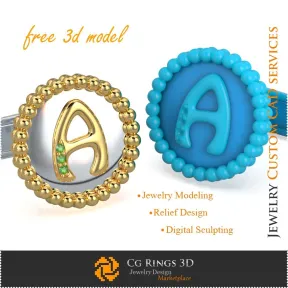 Cufflinks With Letter A - Free 3D CAD Jewelry