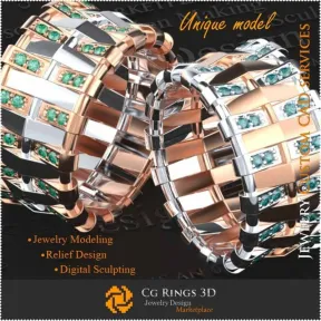 Unique Ladies Wedding Bands - 3D CAD Jewelry Precious Gemstone Rings 3D,  Jewelry 3D CAD, 3D Unique Jewelry, Rings 3D CAD , Diam