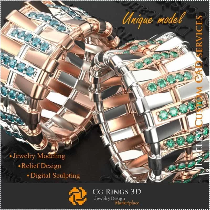 Unique Ladies Wedding Bands - 3D CAD Jewelry Jewelry 3D CAD, 3D Unique Jewelry, Rings 3D CAD , Diamond Rings 3D, Fashion Rings 