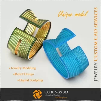 Bracciale Unico - CAD 3D Gioielleria CAD 3D, Gioielli Unici 3D, Bracciali CAD 3D, Bracciali 3D, Bracciale a Polsino 3D