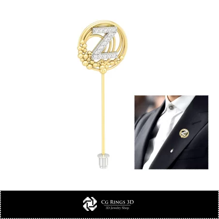 3D Brooch With Letter Z Home, Bijuterii 3D , Brose 3D CAD