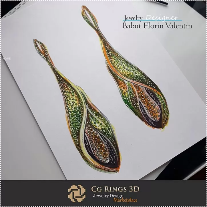 Boceto de Pendientes - Diseño de Joyas