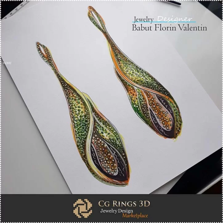 Earrings Sketch-Jewelry Design