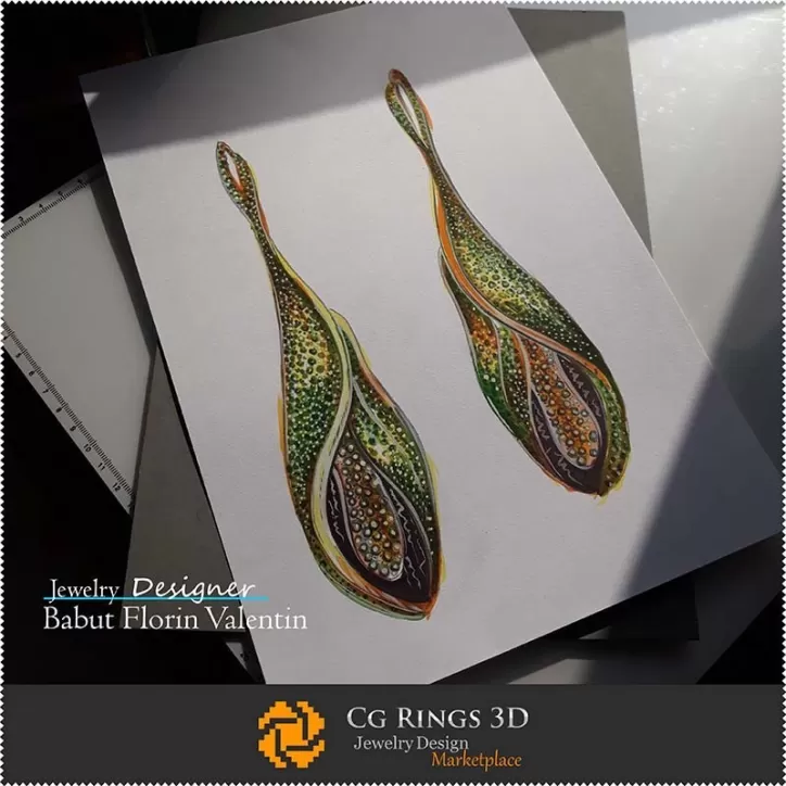 Boceto de Pendientes - Diseño de Joyas