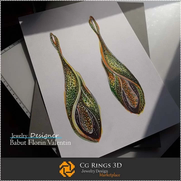 Boucles d'oreilles Croquis-Conception de bijoux