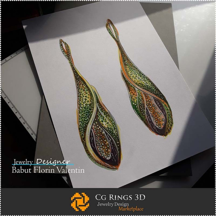 Earrings Sketch-Jewelry Design