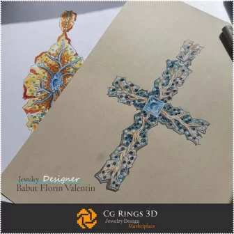 吊坠草图 - 珠宝设计 珠宝草图