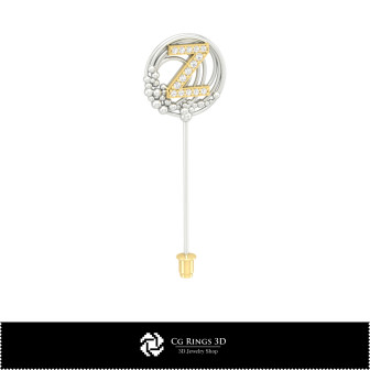3D Brooch With Letter Z Home,  Jewelry 3D CAD, Brooches 3D CAD 