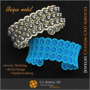 Bracciale Unico 3D Casa, Gioielli 3D CAD, Gioielli Unici 3D, Bracciali 3D CAD, Bracciali con Perle 3D