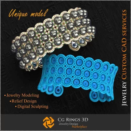 3D Unique Bracelet Home, Jewelry 3D CAD, 3D Unique Jewelry, Bracelets 3D CAD , 3D Pearl Bracelets