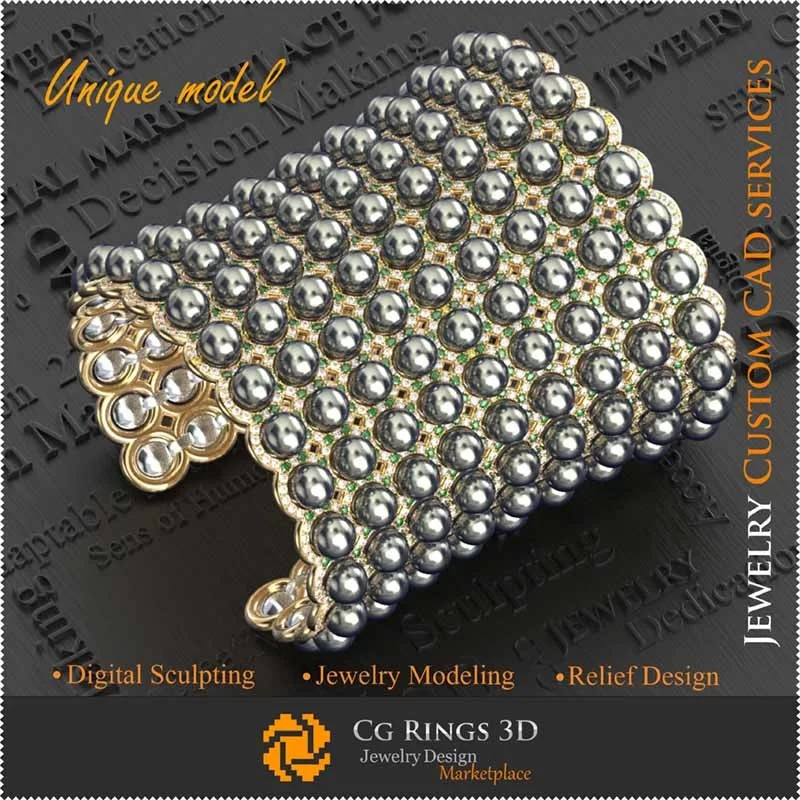 3D Christmas Pearl Bracelet Home, Bijoux 3D CAO, Bijoux Unique 3D, Bracelets 3D CAO, Bracelets 3D , Bracelets Jonc 3D , Bracelet