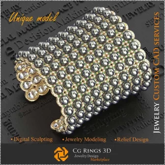 Pulsera de Perlas Navideña 3D para el Hogar, Joyería CAD 3D, Joyería Única 3D, Pulseras CAD 3D, Pulseras 3D, Brazalete 3D,