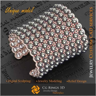 Bracciale natalizio con perla 3D per la casa, gioielli CAD 3D, gioielli unici 3D, braccialetti CAD 3D, braccialetti 3D,