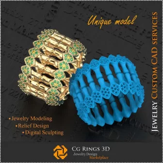 Bague unique en bambou 3D CAO pour la maison, Bijoux 3D CAO, Bijoux uniques 3D, Bagues 3D CAO, Alliances éternelles 3D, Bagues