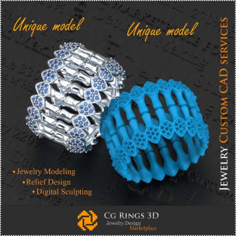 3D CAD Unique Bamboo Ring Home, Bijoux 3D CAO, Bijoux Unique 3D, Anneaux 3D CAO, Bandes D`eternite 3D, Anneaux  de Mode 3D 