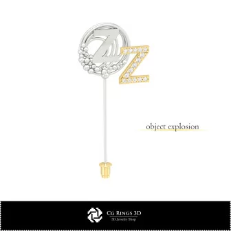 3D-Brosche mit Buchstabe Z Home, Schmuck 3D-CAD, Broschen 3D-CAD
